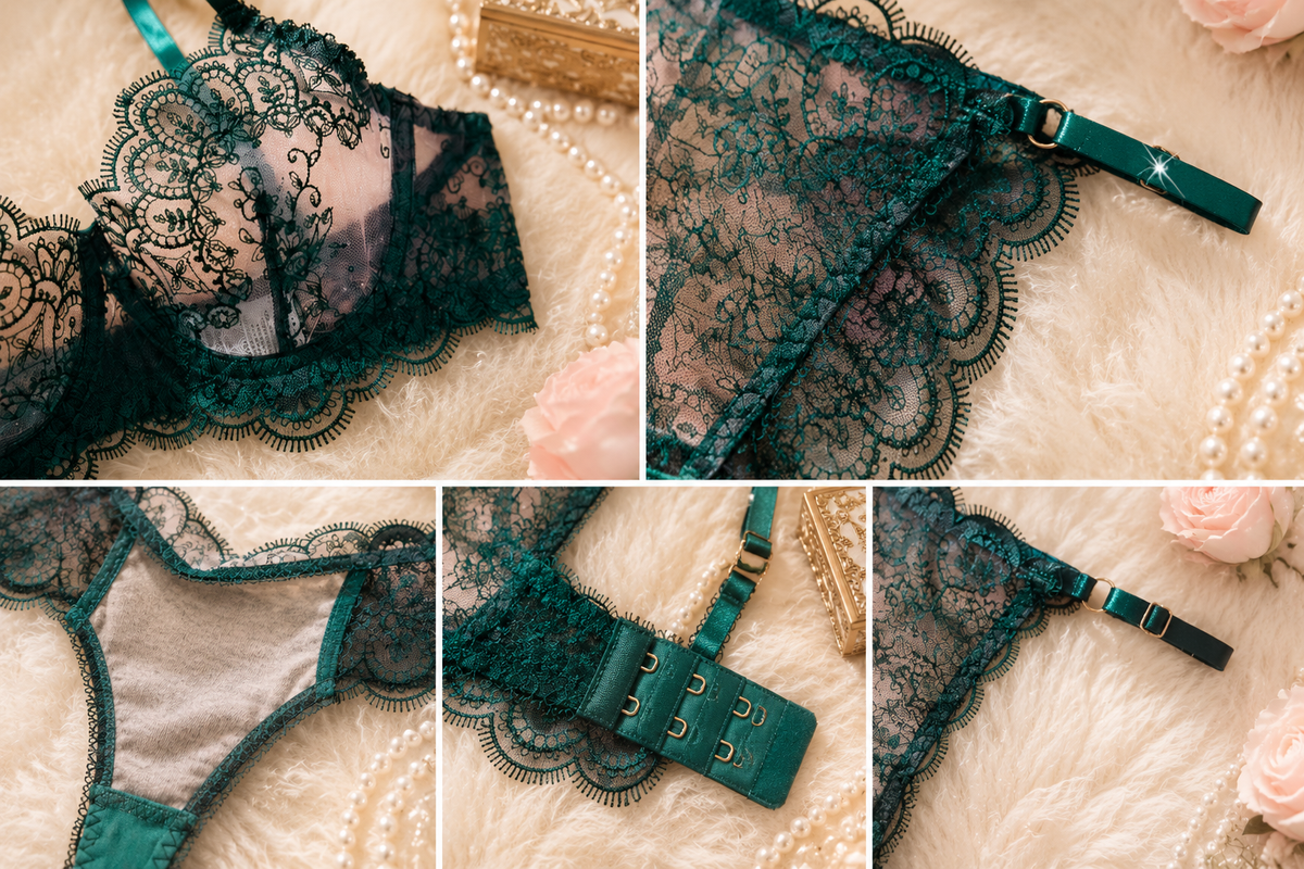 💚 Emerald Green Lace Lingerie Set